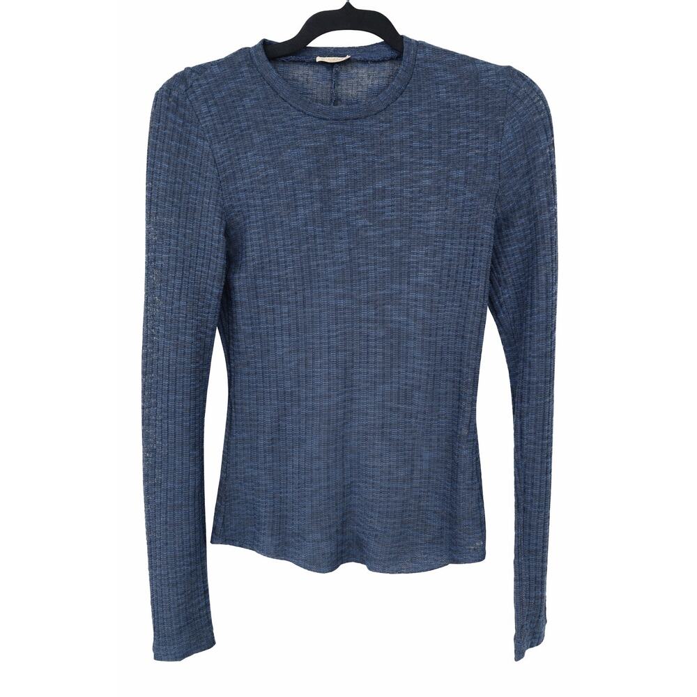 Intimately Free People Small Navy Sheer Textured Knit Long Sleeve Boho Layer Top